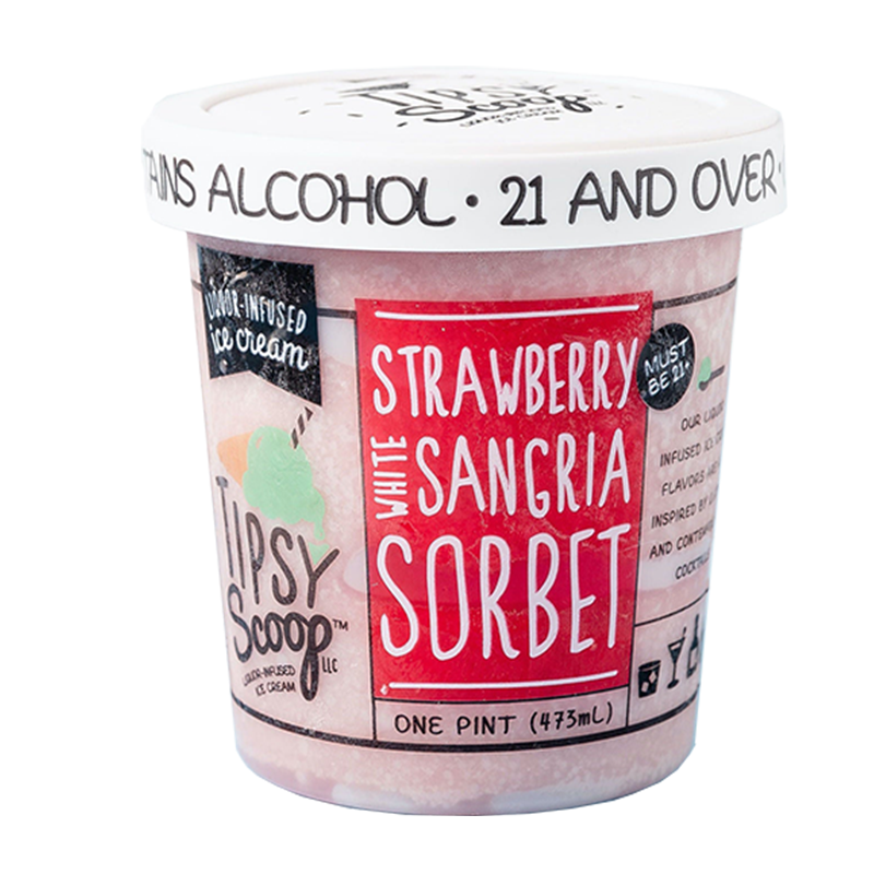 Menu - Tipsy Scoop Strawberry with Sangria Sorbet